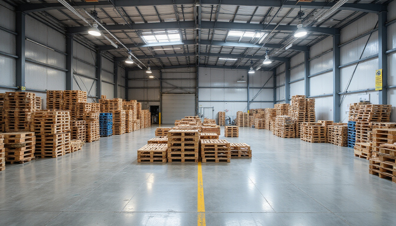  Before-and-after warehouse transformation, cluttered pallets vanish, neat open space, budget-friendly solution