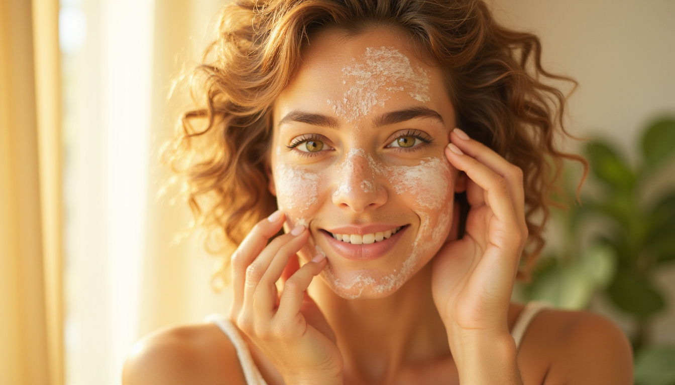 Bright hopeful scene: woman applying topical treatment, regrowing hair, botanical ingredients, soft morning light