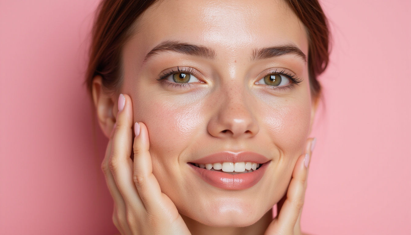  Radiant dewy female face half before after smooth hydrated skin molecular hyaluronate glow