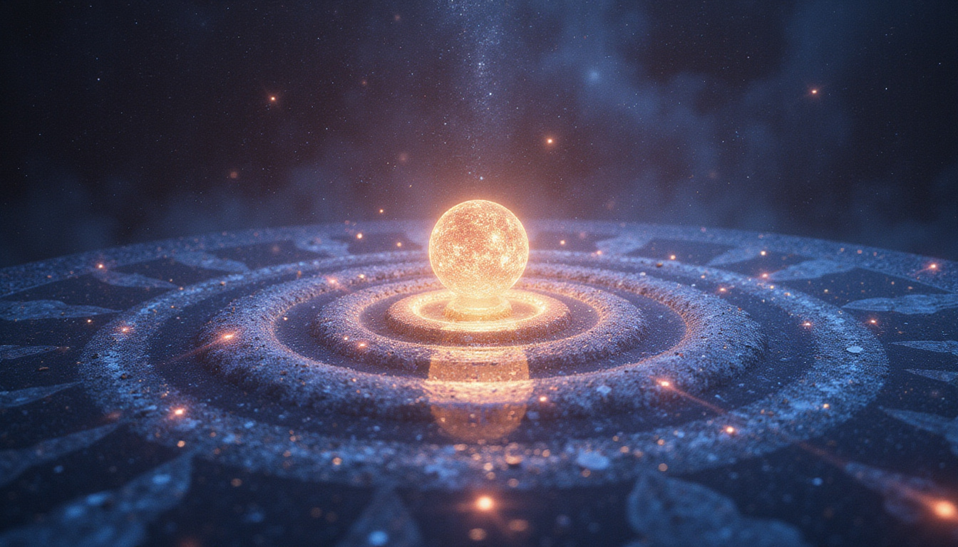  Ancient astronomer unlocking a luminous timekeeper, constellations ripple revealing personality archetypes, smoky cosmic background