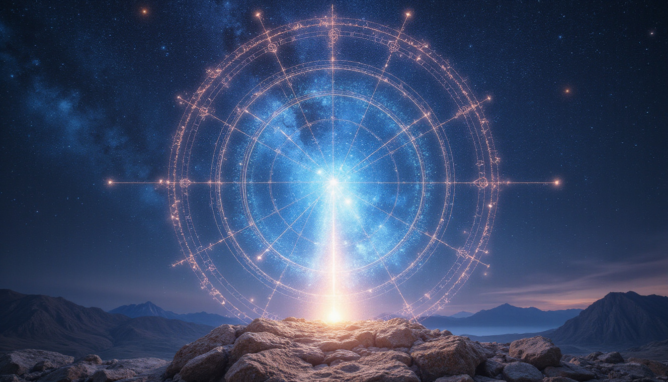 Mystical astrological chart, luminous constellations forming a doorway to accelerated spiritual growth