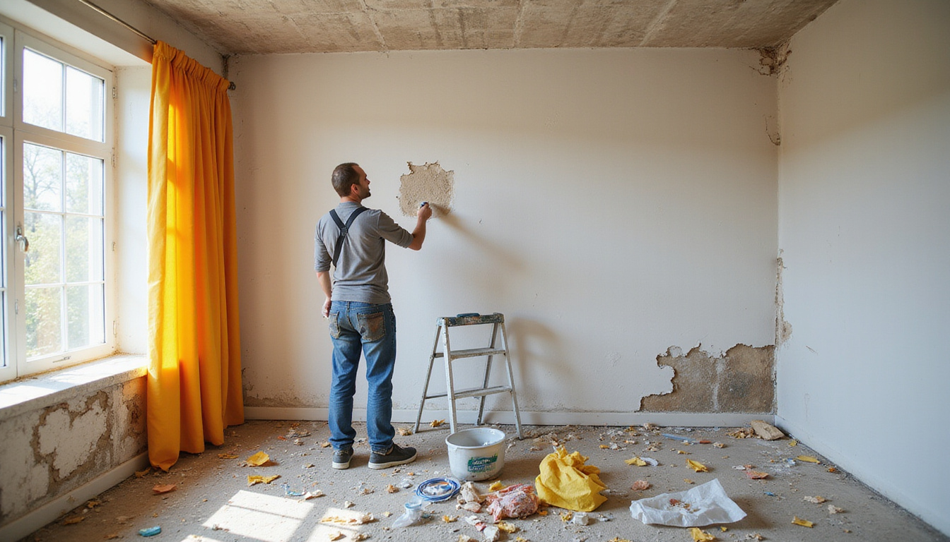  Owner painting over mold wallpaper, hidden rot revealed, emergency inspection bill, chaotic ruined living room