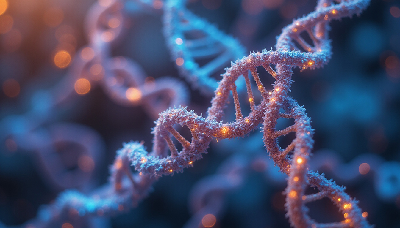  Microscope close-up of shimmering metabolic pathways and DNA ribbons revealing hidden hormonal imbalance