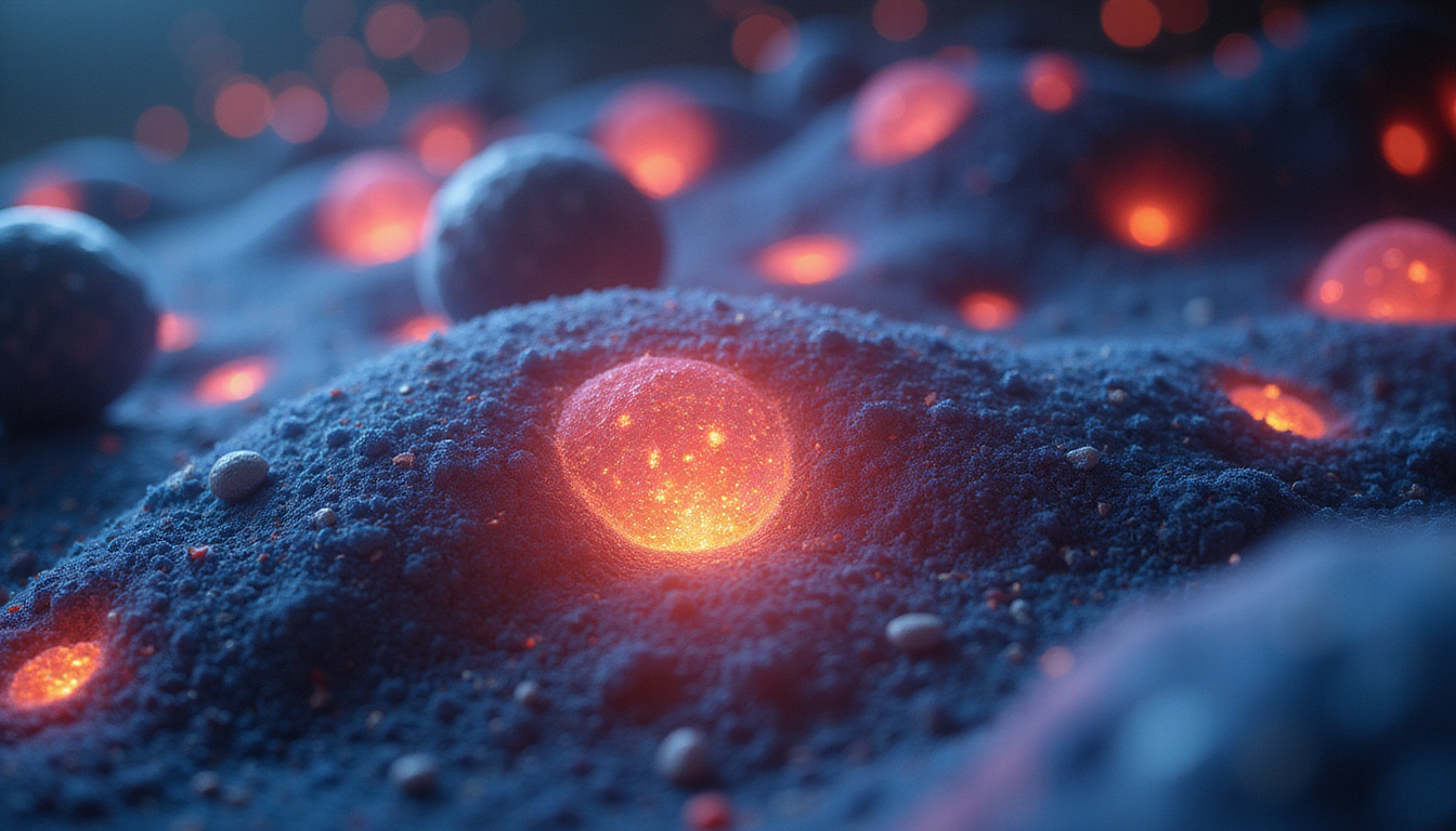  Microscopic battle: targeted nanoparticles binding CD44 on tumor stem cells, dramatic lighting