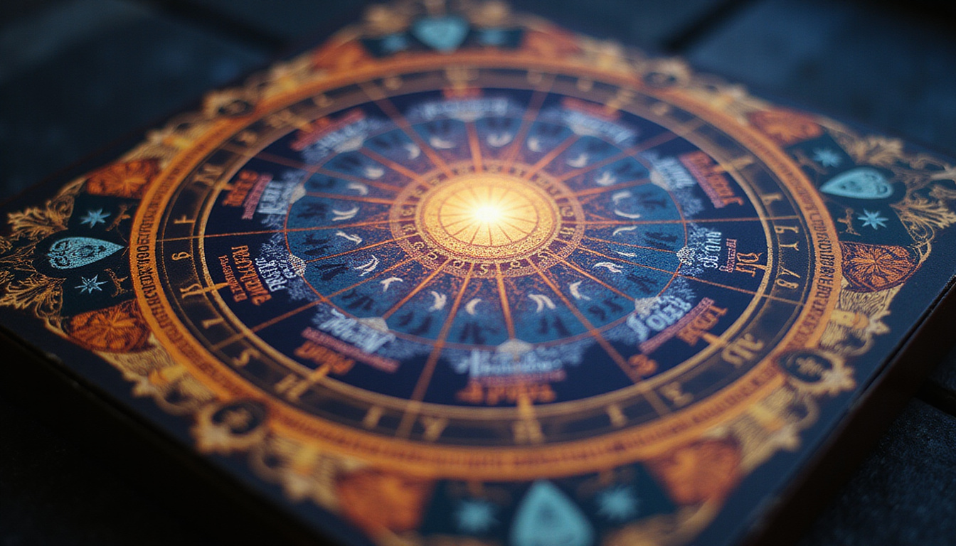 Ancient calculator device projecting natal map, ethereal light revealing personality threads and pathways