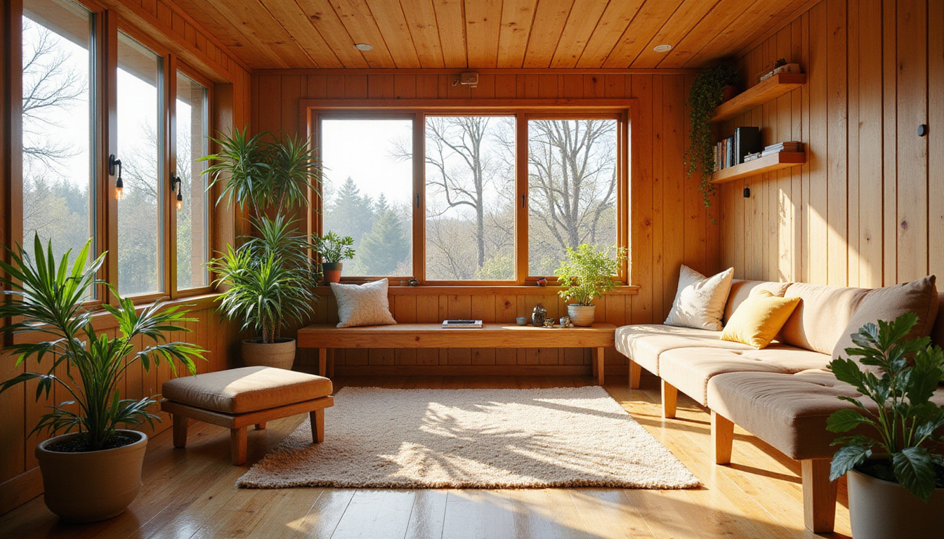  Stylish after: converted sauna to modern home office with windows, plants, built-in shelves
