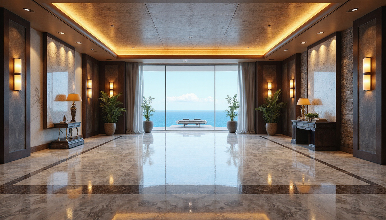  Opulent private interior: grand marble foyer, hidden bulletproof doors, surveillance panels, panoramic ocean windows