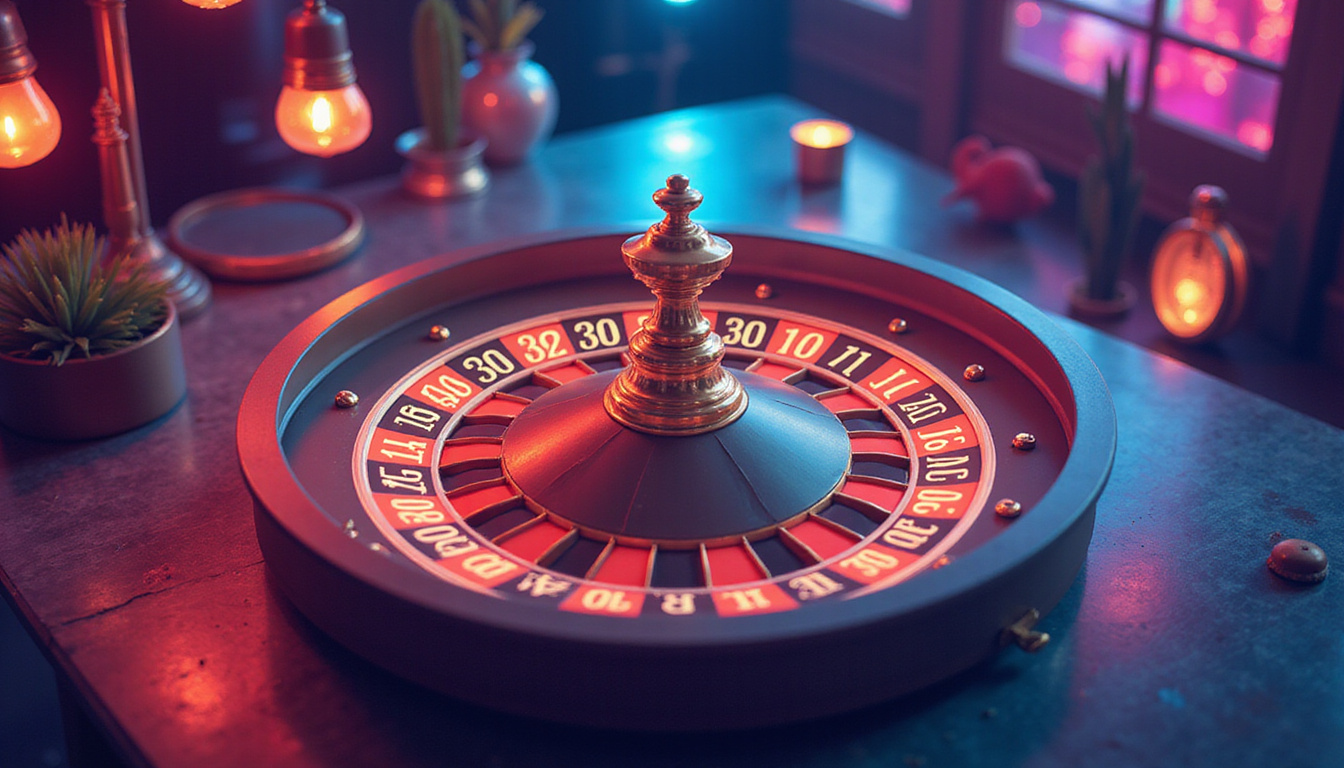 Retro roulette wheel landing on 13, ecstatic influencers sharing, rising analytics graphs