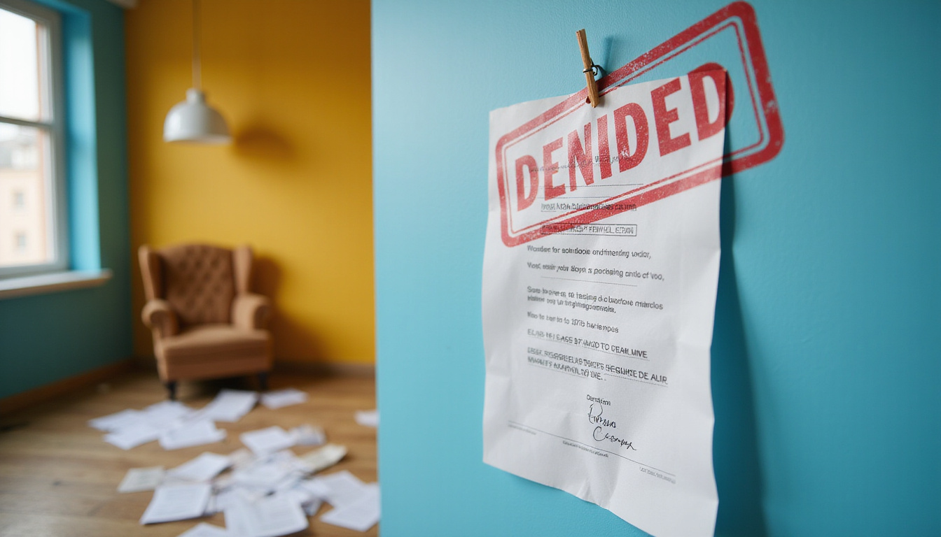  Close-up torn renters insurance claim stamped 