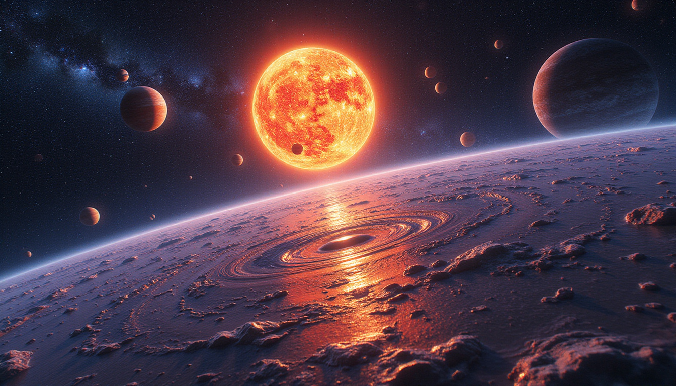 Clockwork solar tableau: planets locked in Laplace resonance, magnetic threads, neon tidal bulges