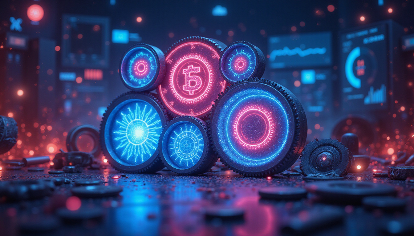 Futuristic toolkit of glowing hacks—gears, keys, analytics dashboard, customer silhouettes, exploding revenue