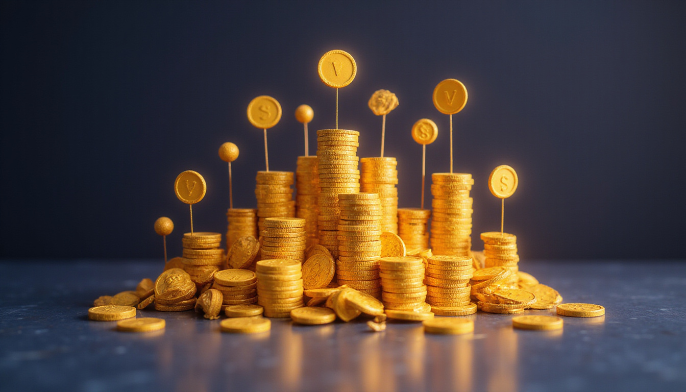  Golden coins labeled CLV rising from segmented silhouettes connected by predictive AI beams
