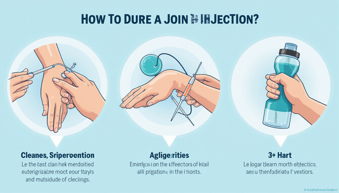  Medical infographic style, steps of infection prevention during joint injections, clean instruments