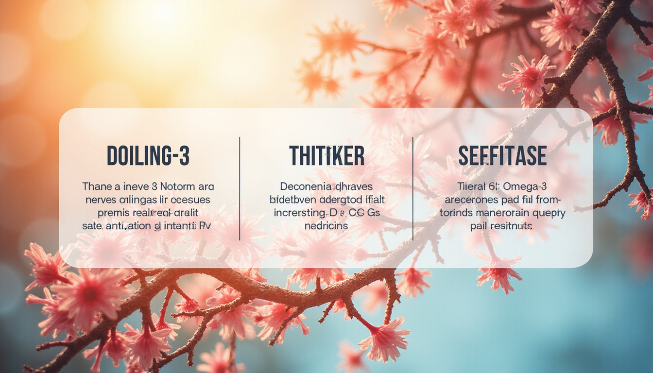  Nature-inspired infographic: omega-3 derived resolvins calming red nerves, accelerating chronic pain recovery, soft light