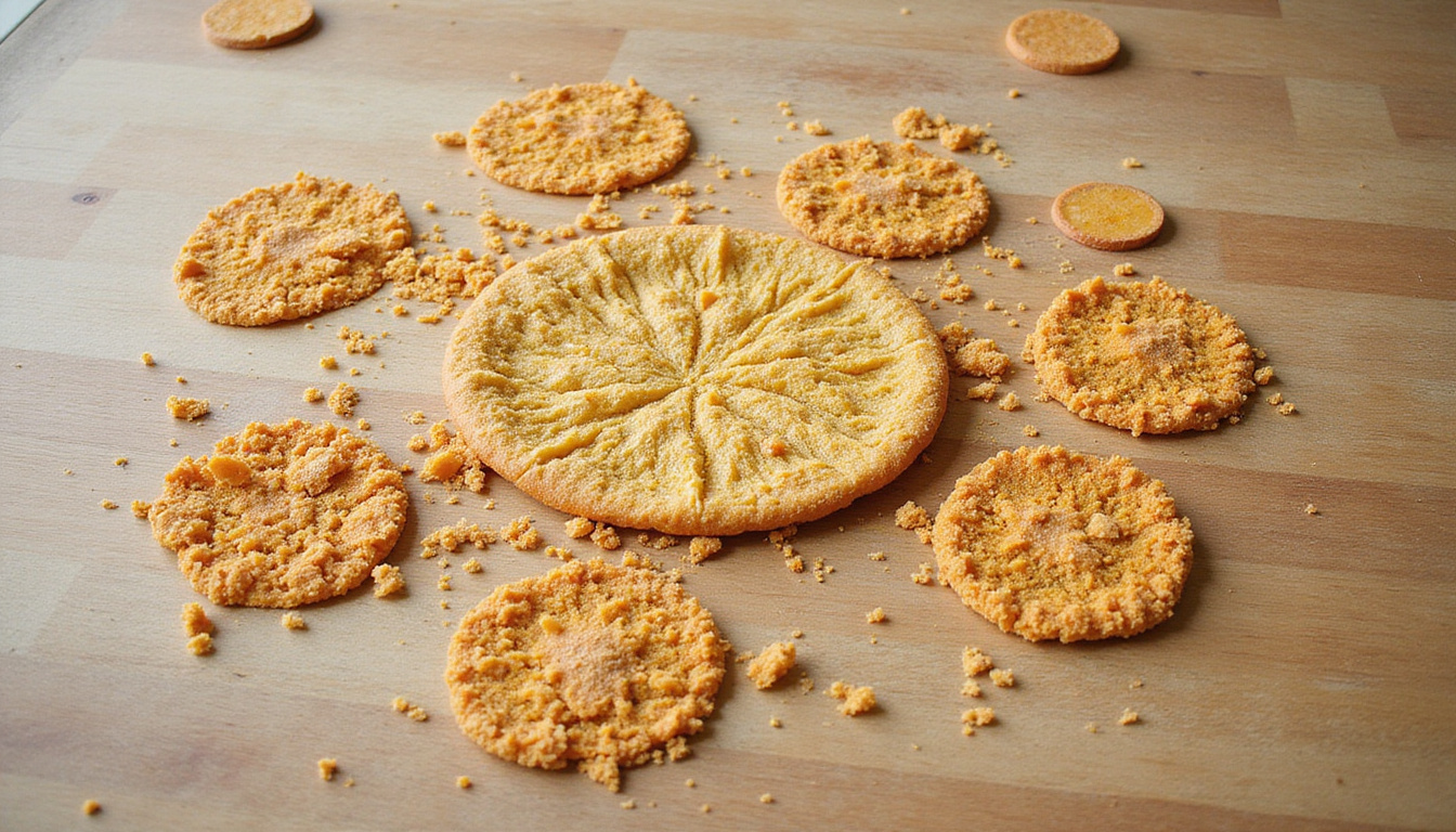 Kitchen table still life where spills and crumbs form recognizable animal faces