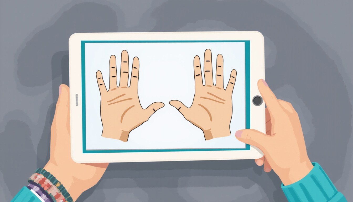  Ergonomic workplace injury rehab plan illustrated on tablet, close-up hands, pastel colors, hopeful atmosphere