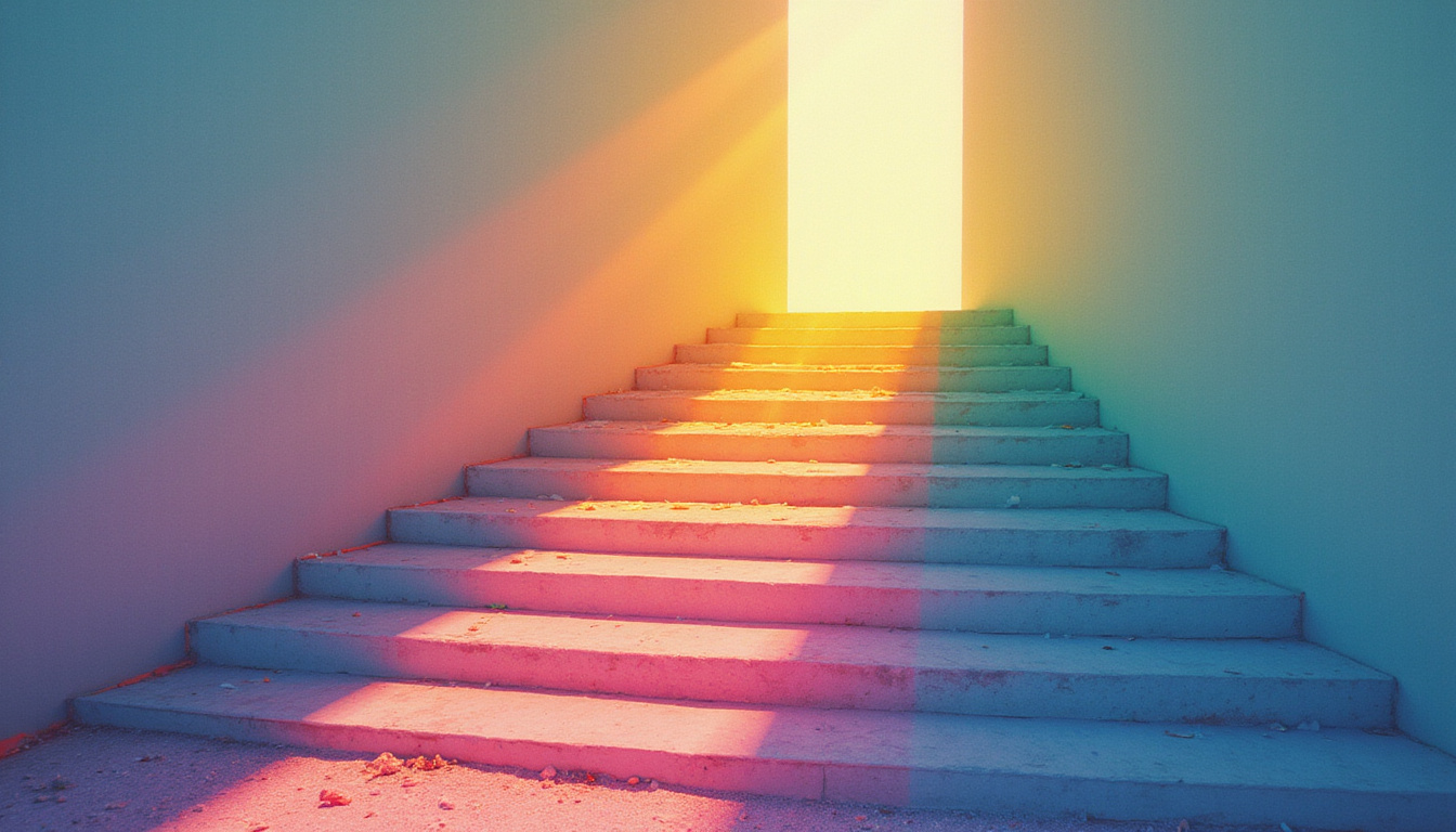  Tiny daily gestures forming staircase of light leading to a subtle crown of respect