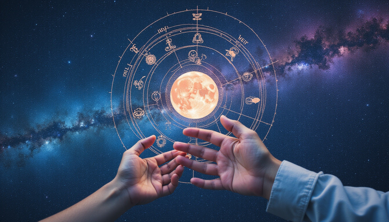 Moonlit love blueprint map, zodiac sigils and orbiting Venus, pastel cosmos, hands almost touching