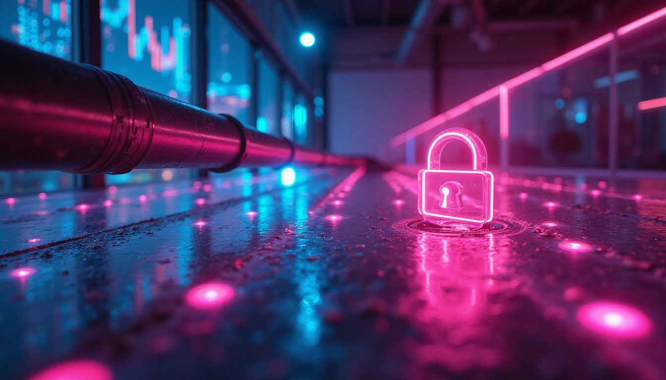 Open pipeline unlocking hidden revenue, neon lock opens, flow of cash and analytics, cinematic lighting