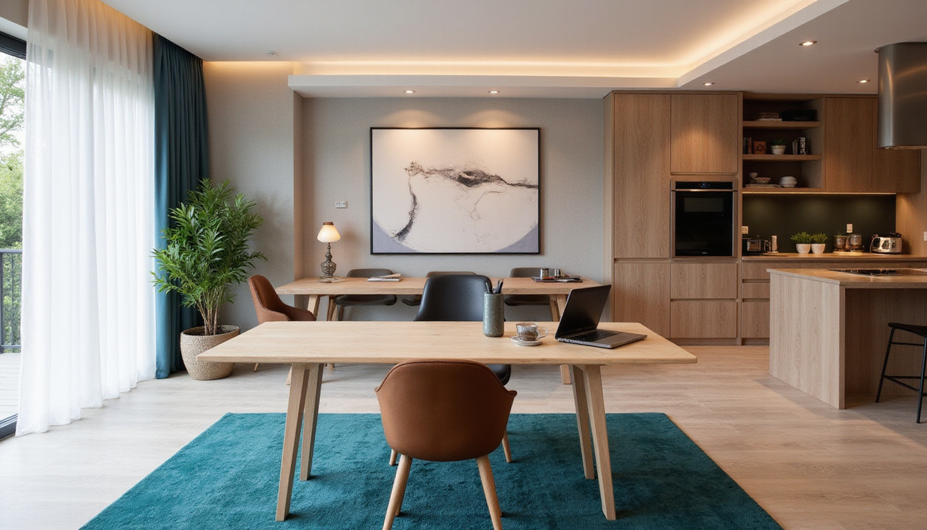  Modern serviced villa workspace, sleek desk, high speed internet, gourmet kitchen, concierge arrival, homely luxury