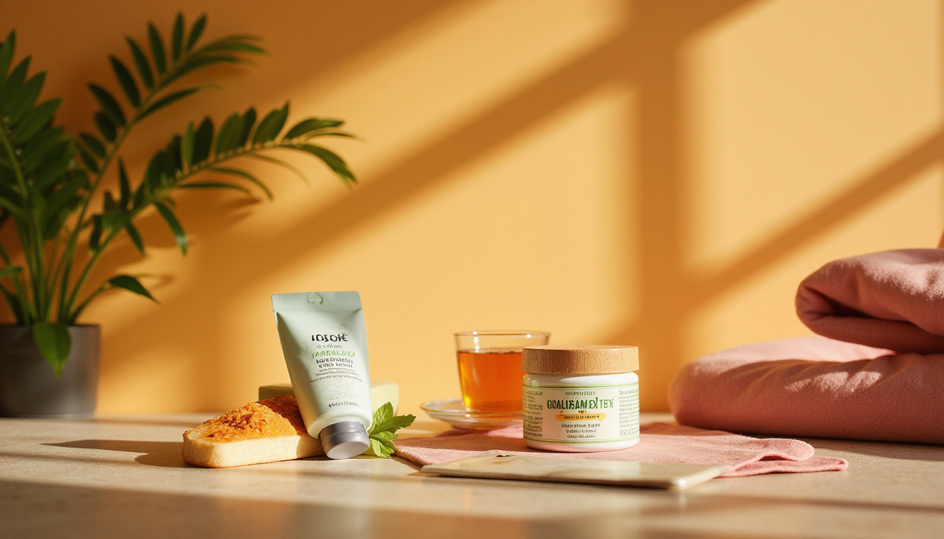  Warm-lit scene showing safer alternatives: yoga, herbal tea, topical gel, physical therapy cards