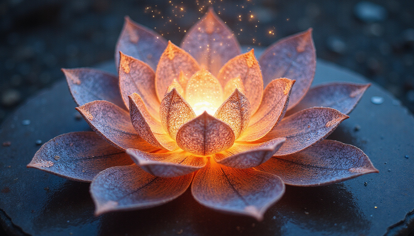 Ancient celestial map unfurling into blooming lotus, zodiac symbols glowing, transformative rebirth aura