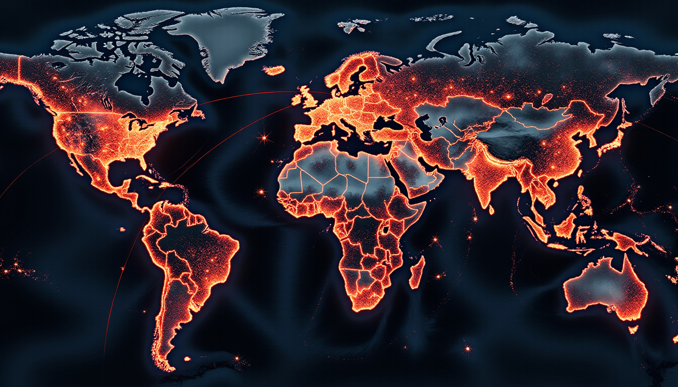 Star alignments overlaying global capitals, red threads reveal hidden political trends, smoky noir lighting